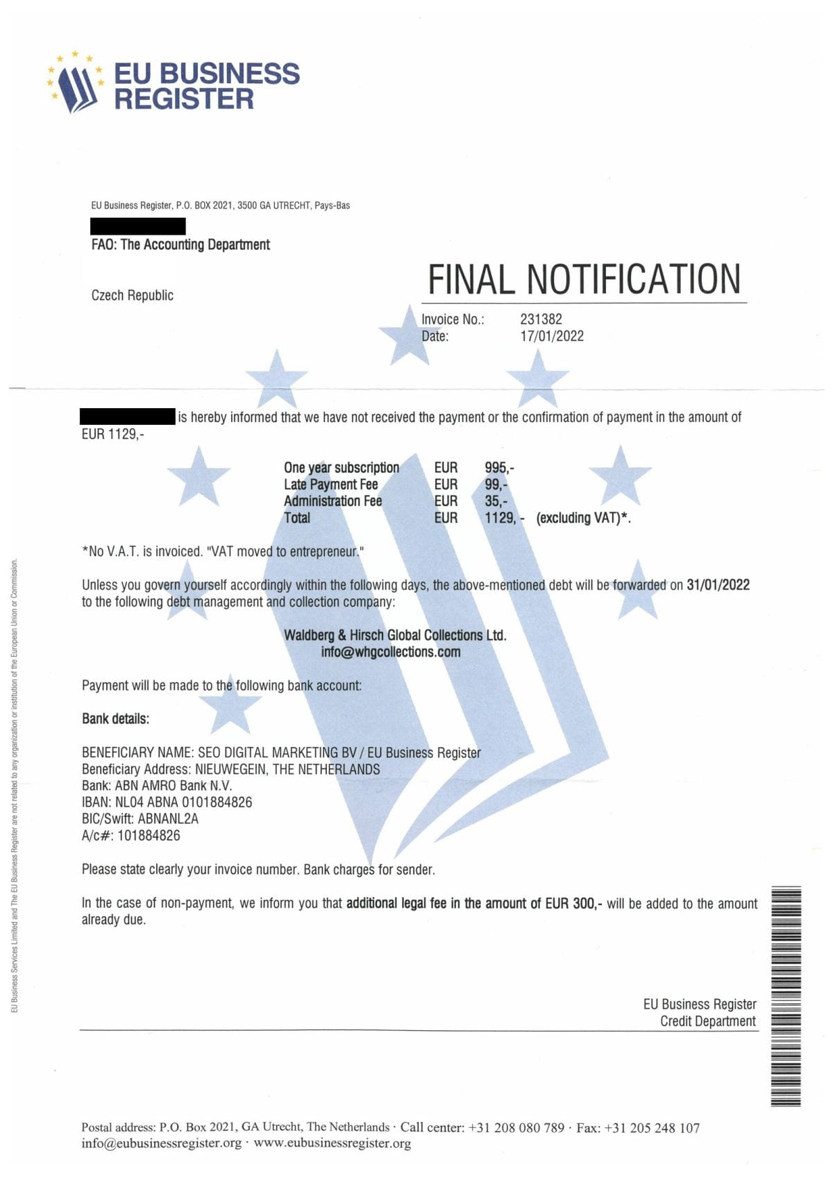 “EU Business Register” spam: what happens if you do not pay “EU Business Register” spam: what happens if you do not pay