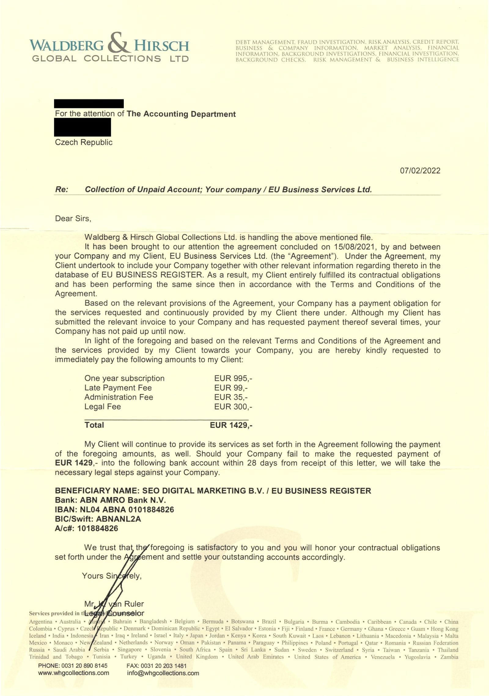 “EU Business Register” spam: what happens if you do not pay “EU Business Register” spam: what happens if you do not pay